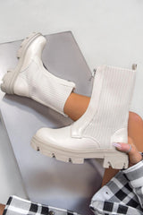 ROTA Zip Front Ankle Boots - Beige -2