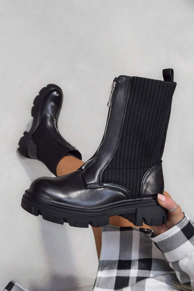 ROTA Zip Front Ankle Boots - Black - 1