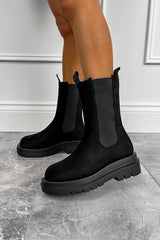 ROXIE Platform Mid Chelsea Boots - Black Suede - 2