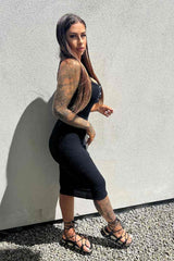 ROXI Flatform Lace Up Sandals - Black 4