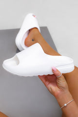 RUN IT Flat Slider Sandals - White