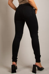 Ripped Skinny Denim Jeans - Black - 2