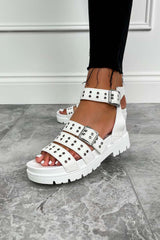 SAY SO Chunky Platform Eyelet Sandals - White - 2