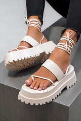 SHANIA Toe post Chunky Sandals - White PU-1