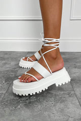 SHANIA Toe post Chunky Sandals - White PU - 1