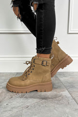 SIAN Chunky Ankle Boots - Mocha Suede - 1