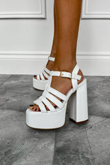 SISI Platform Caged Heels - White - 1