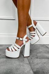 SISI Platform Caged Heels - White