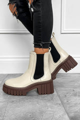 SOFIA Chunky Platform Ankle Boots - Beige - 1