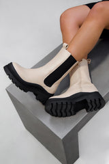 SOPHIA Chunky Chelsea Ankle Boots - Beige-1