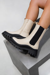 SOPHIA Chunky Chelsea Ankle Boots - Beige-2
