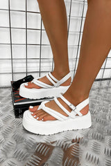 STEFFI Chunky Toe Post Sandals - White PU-1