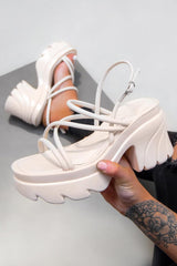 TALIA Chunky Platform Sandals - Cream PU-2