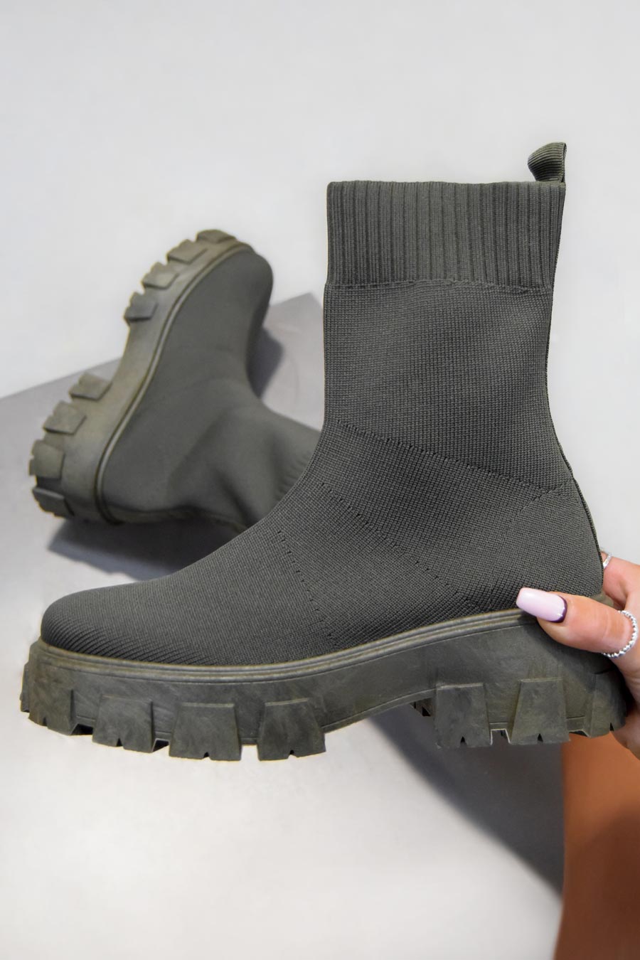 Grey sock 2024 ankle boots