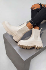 VELA Chelsea Ankle Boots - Beige PU