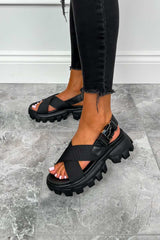 VENOM Chunky Cross Over Chunky Sandals - Black - 1