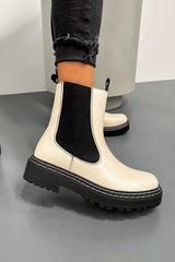 WILLOW Chelsea Ankle Boots - Cream PU - 1