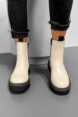 WILLOW Chelsea Ankle Boots - Cream PU - 3