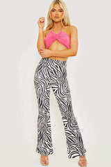 Zebra Print Flared Trouser - Black/White