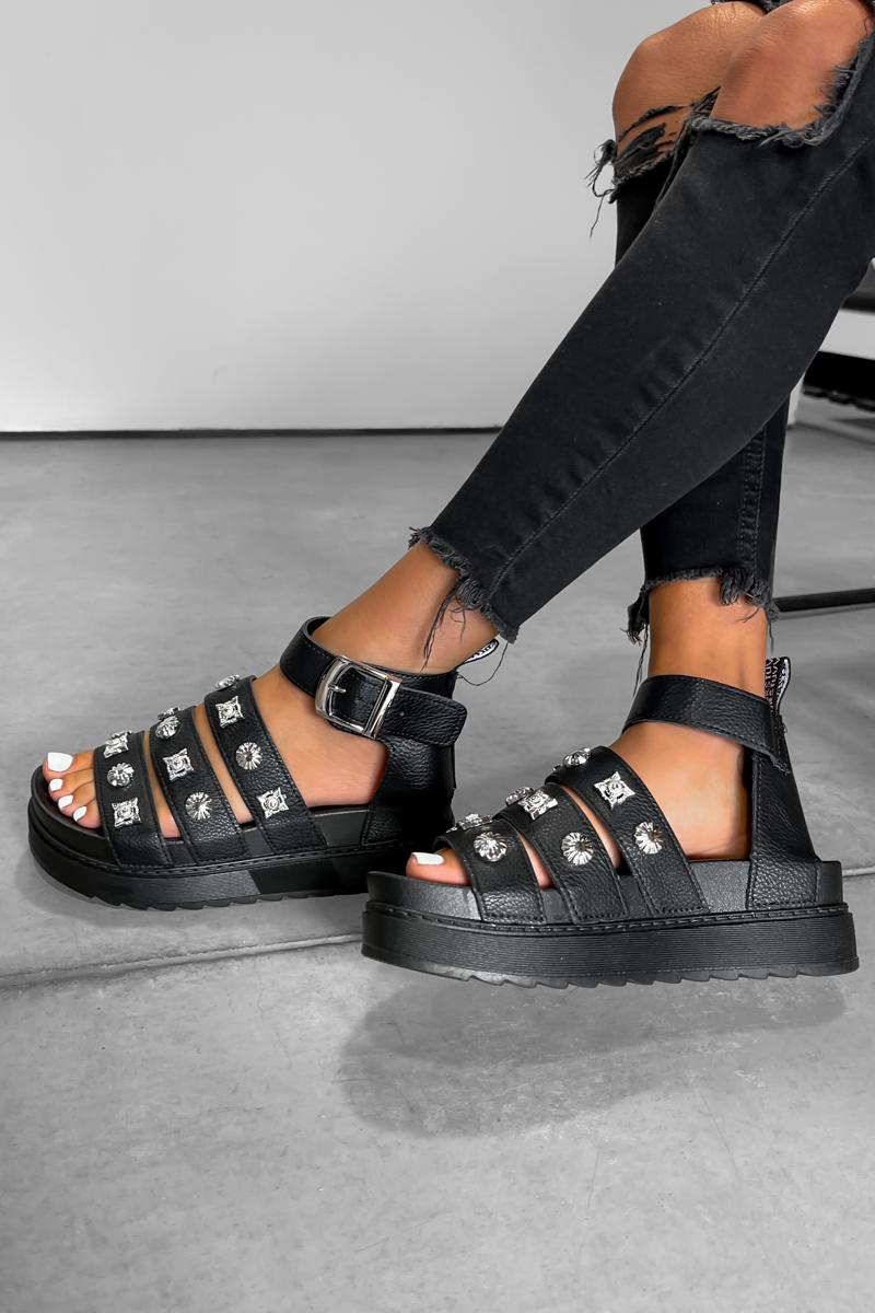 ADA Chunky Western Gladiator Sandals - Black-1