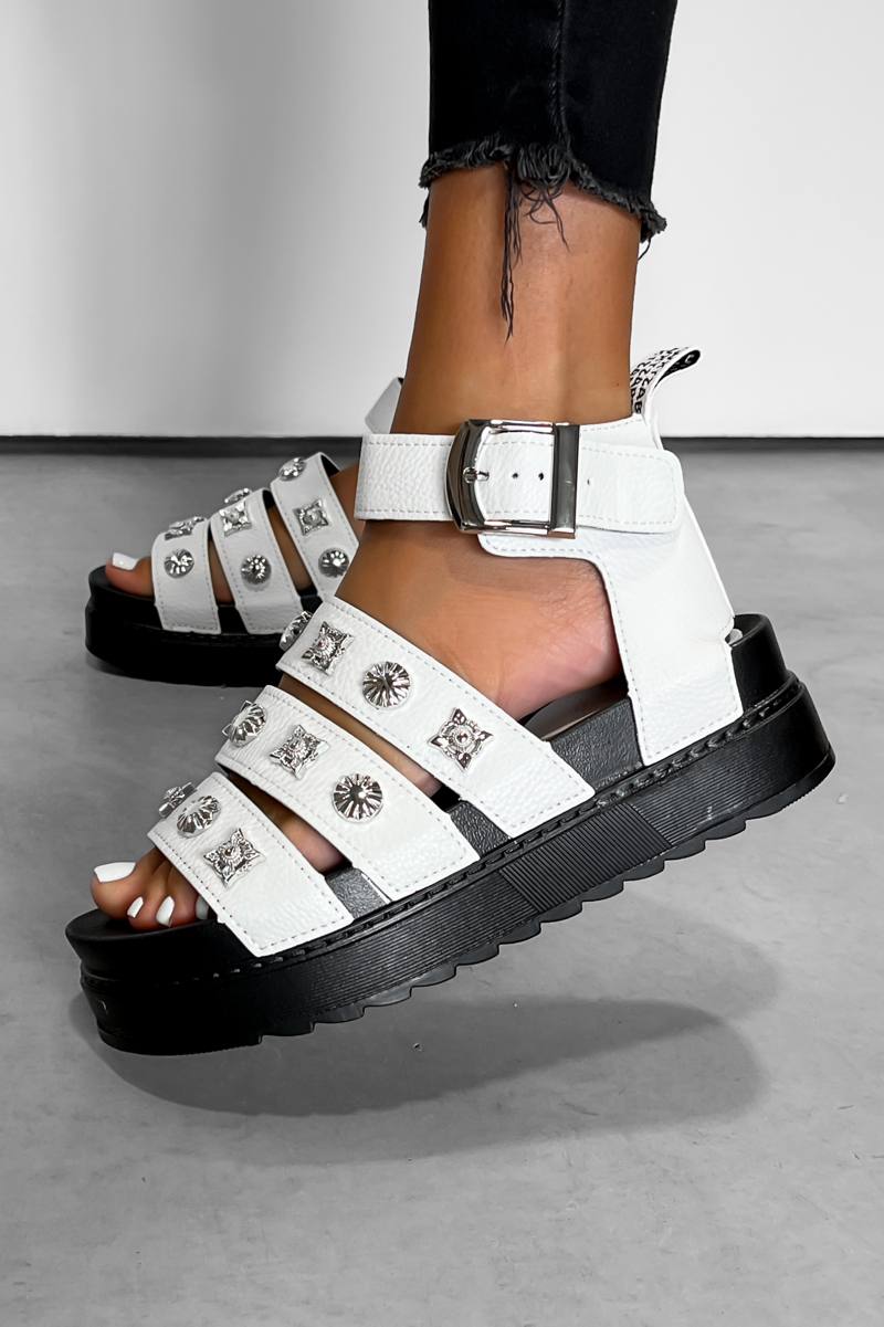 ADA Chunky Western Gladiator Sandals - White-1