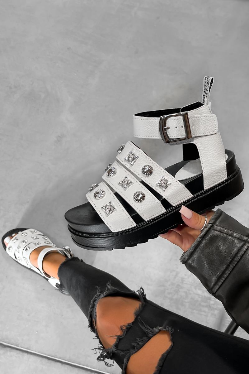 ADA Chunky Western Gladiator Sandals - White