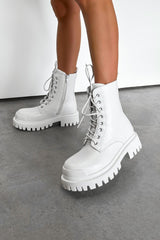 ADORA Chunky Ankle Boots - White PU - 1