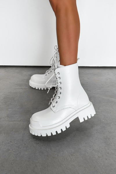 White chunky ankle boots hotsell