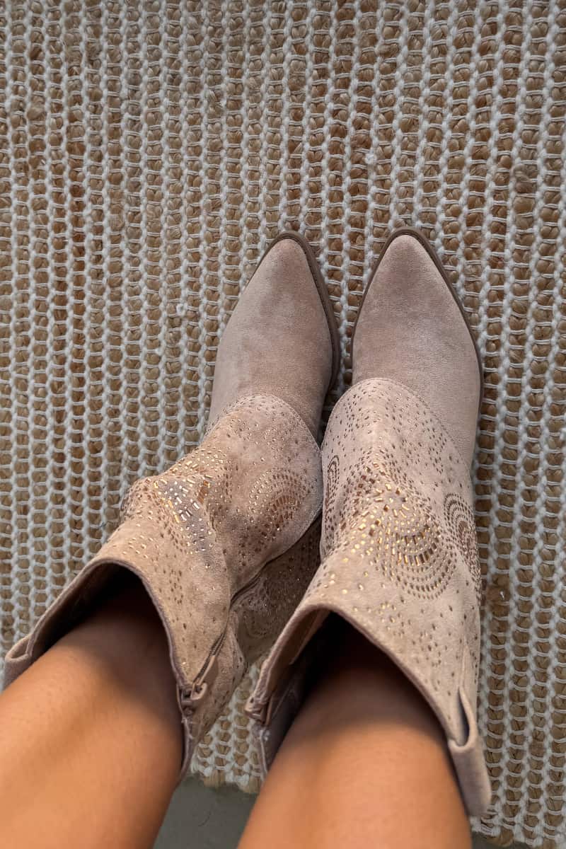 ALABAMA Flared Cowboy Western Boots - Beige - 1