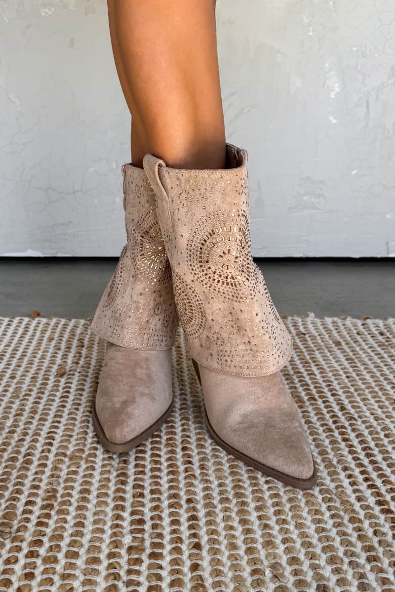 ALABAMA Flared Cowboy Western Boots - Beige - 2