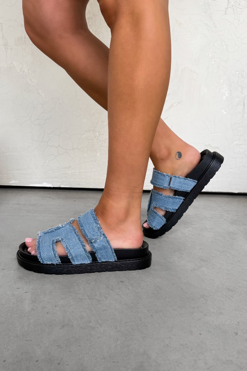 ALARNA Denim Slider Sandal - Blue - 2