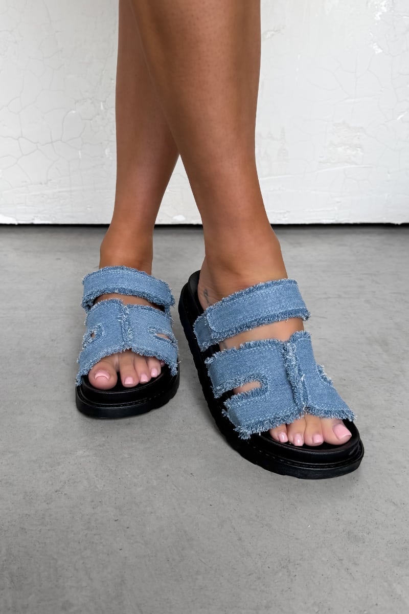 ALARNA Denim Slider Sandal - Blue - 1