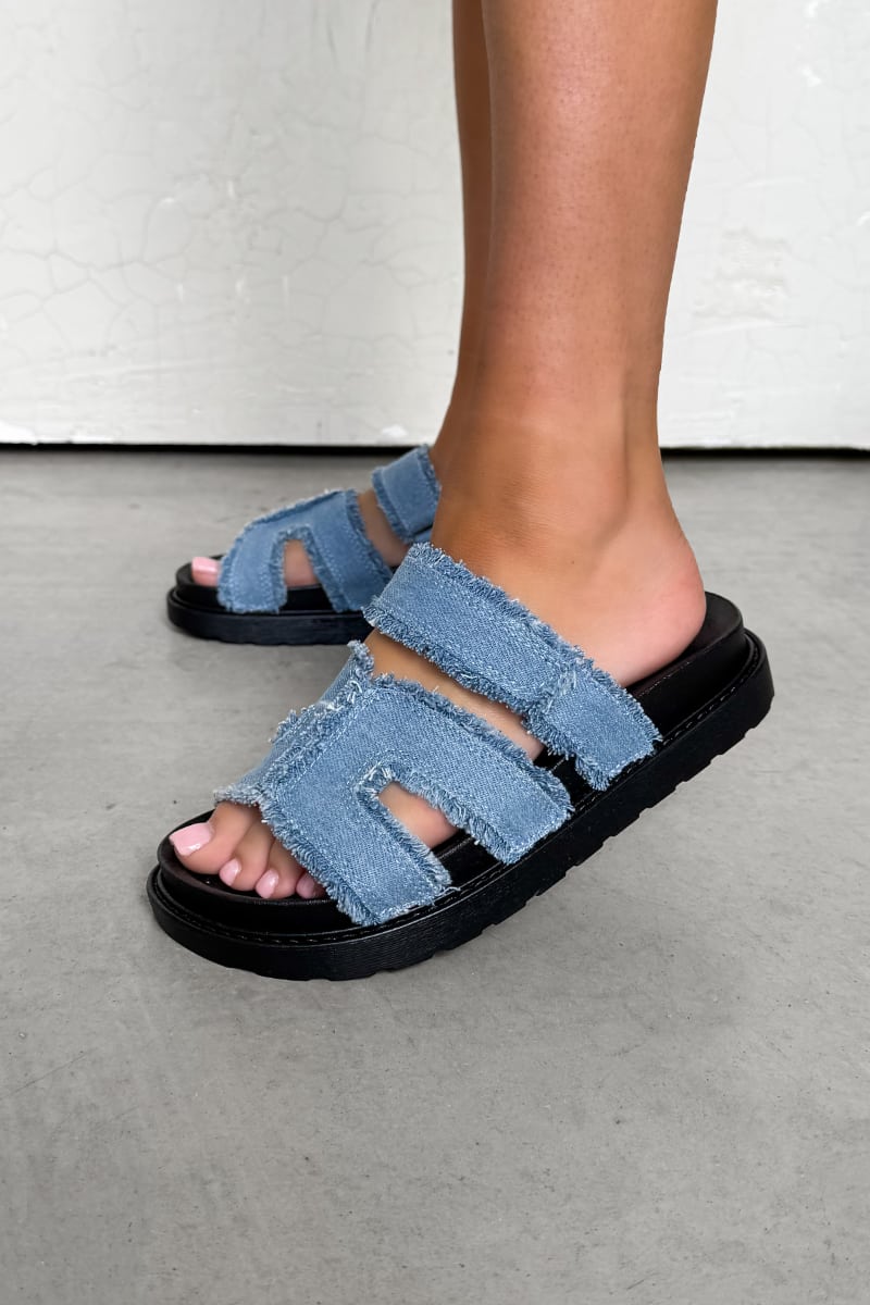 ALARNA Denim Slider Sandal - Blue - 3