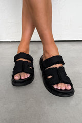 ALARNA Denim Slider Sandal - Black - 4