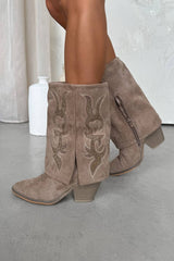 ALASKA Flared Cowboy Western Boots - Beige - 3