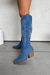 ALBA Cowboy Western Boots - Denim