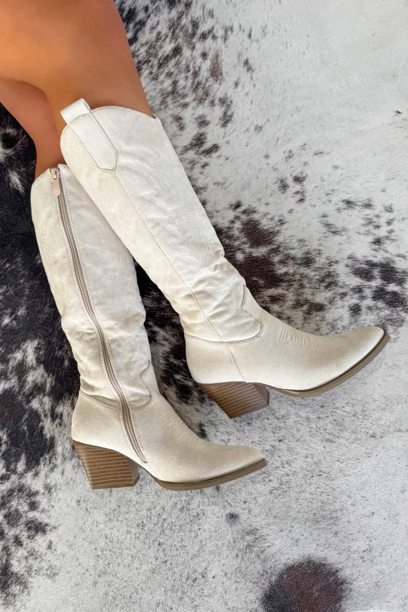 ALBA Cowboy Western Boots - Beige-9