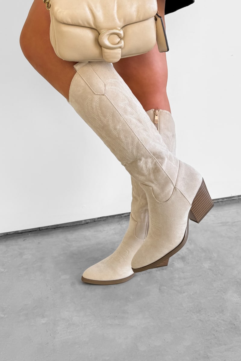 ALBA Cowboy Western Boots - Beige-10