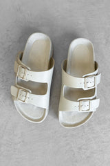 ALLIE Chunky Flatform Buckle Sliders - Off White - 4