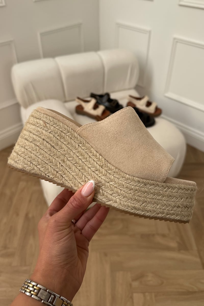 ANGEL Espadrille Wedge Sandals - Beige