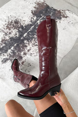 ARIA Pull On Western Cowboy Boots - Cherry
