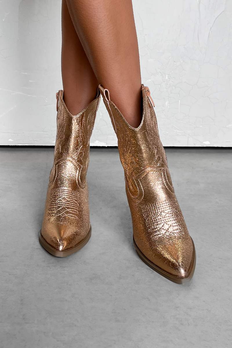 ARIZONA Western Cowboy Boots - Rose Gold - 3