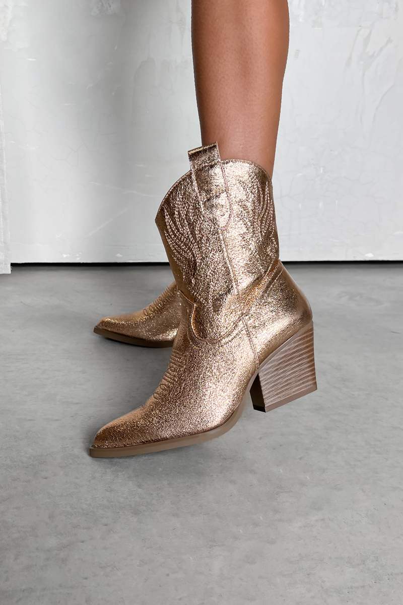 ARIZONA Western Cowboy Boots - Rose Gold - 1