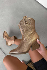 ARIZONA Western Cowboy Boots - Rose Gold