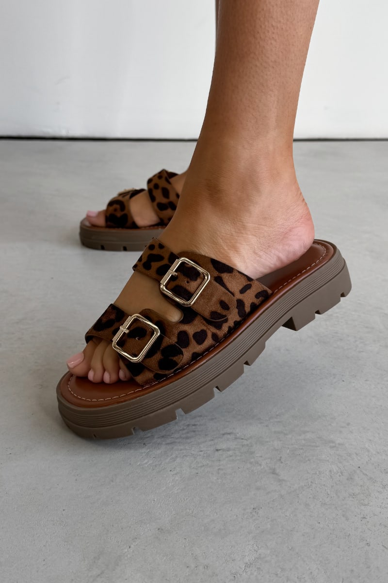 AVERY Chunky Buckle Sandals - Leopard - 3