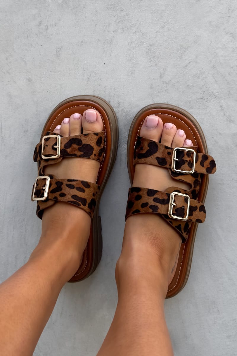 AVERY Chunky Buckle Sandals - Leopard - 1