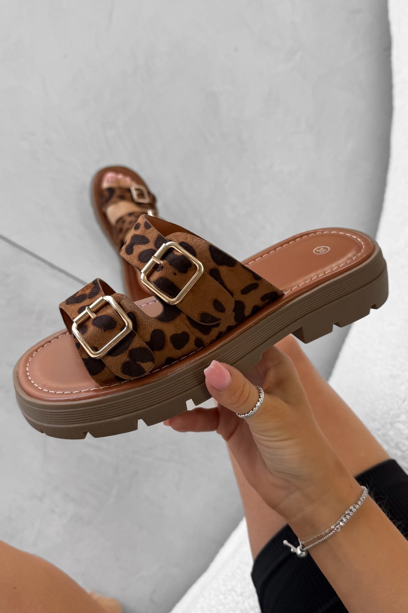 AVERY Chunky Buckle Sandals - Leopard - 2