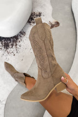 BEAU Cowboy Western Boots - Taupe - 1