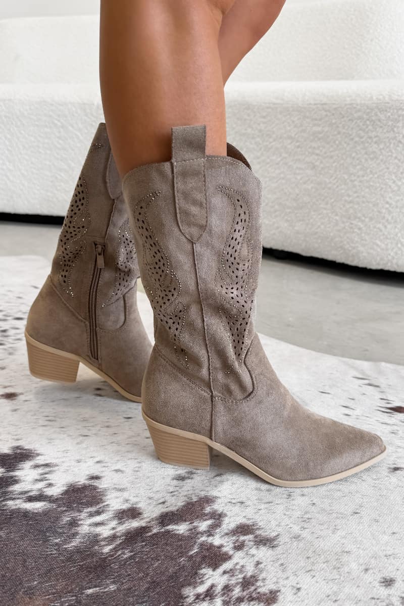 BEAU Cowboy Western Boots - Taupe - 2