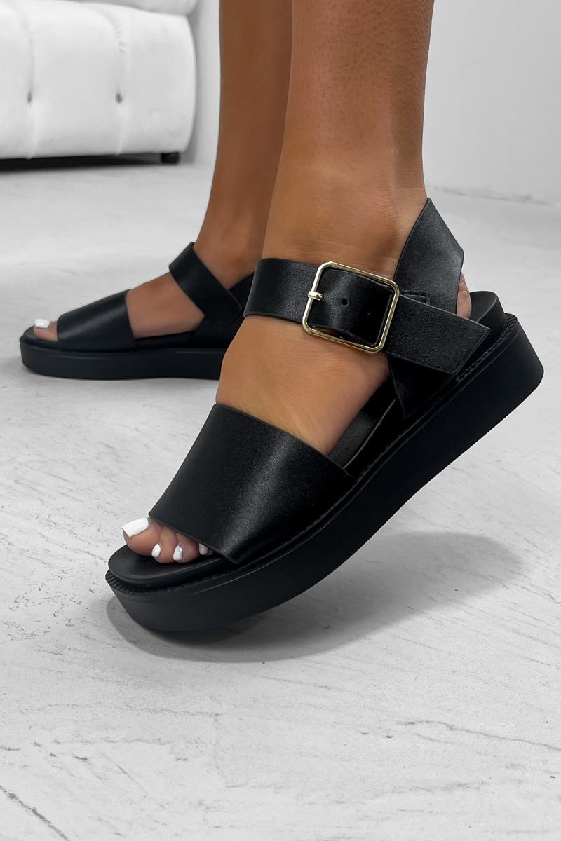 BETHAN Chunky Buckle Sandals - Black - 1